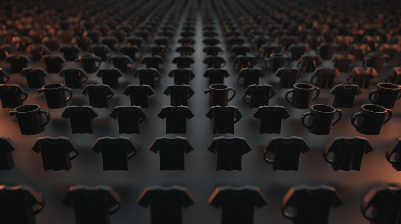 POD product catalog depth visualization dark background