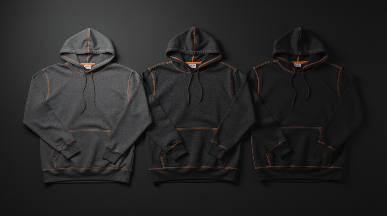 Printful hoodie catalog blanks comparison flat lay