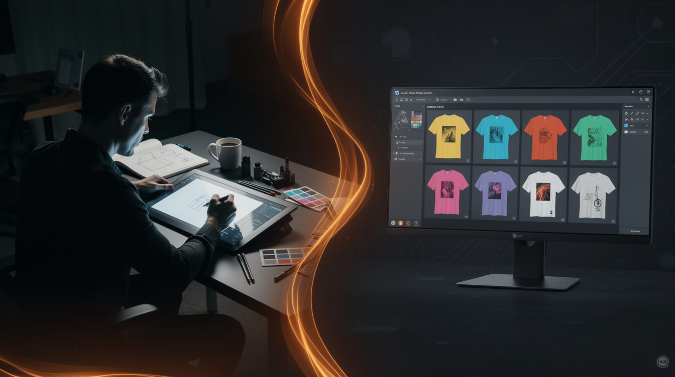 manual design versus AI generation for t-shirt printing design