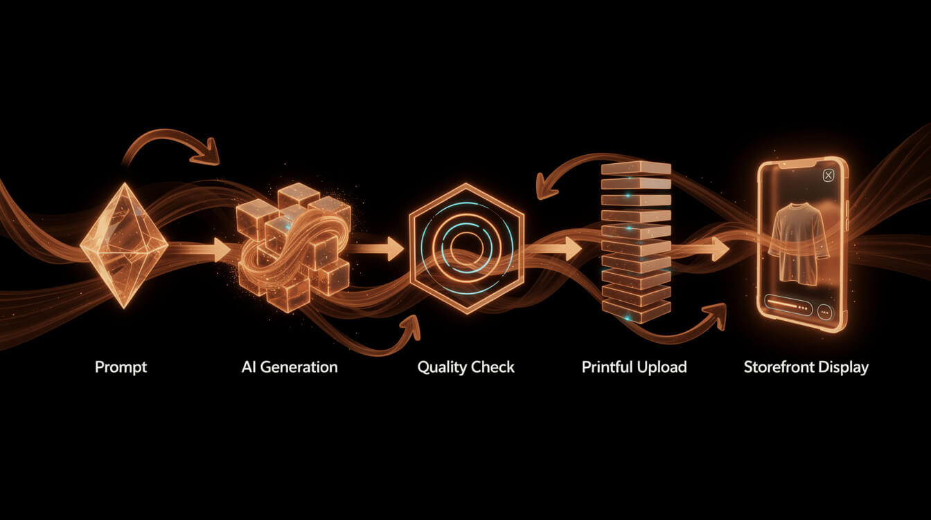 MEGA automated pipeline from prompt to Printful listing
