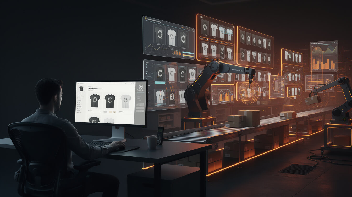 custom t-shirt printing pipeline visualization for POD sellers