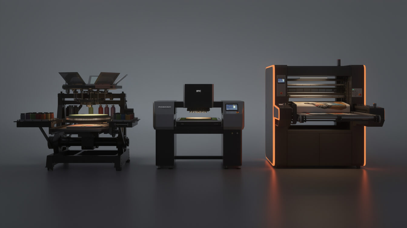 comparison of screen printing DTG and POD fulfillment methods
