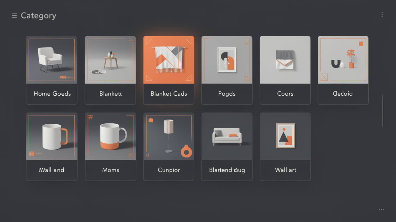 print on demand product catalog comparison grid visualization