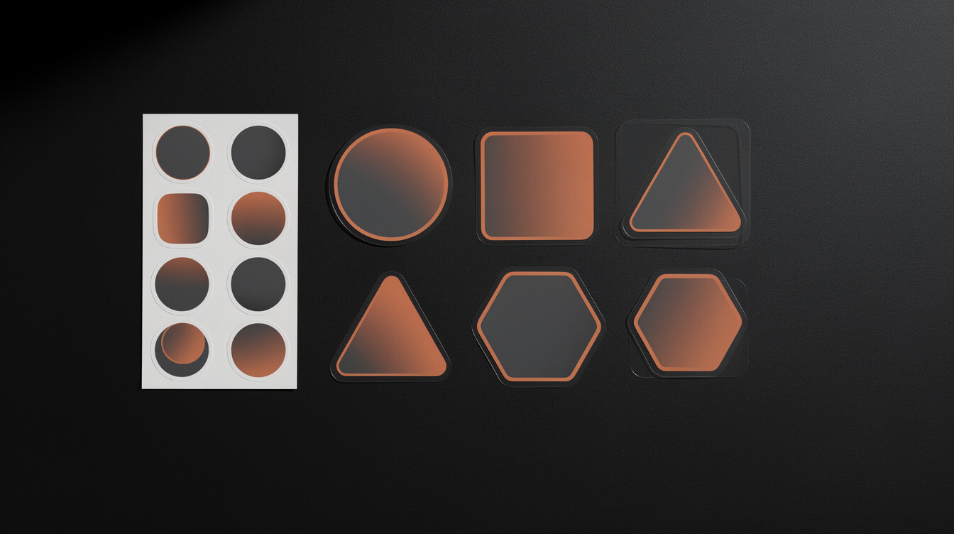 different types of print on demand stickers including kiss-cut and die-cut formats