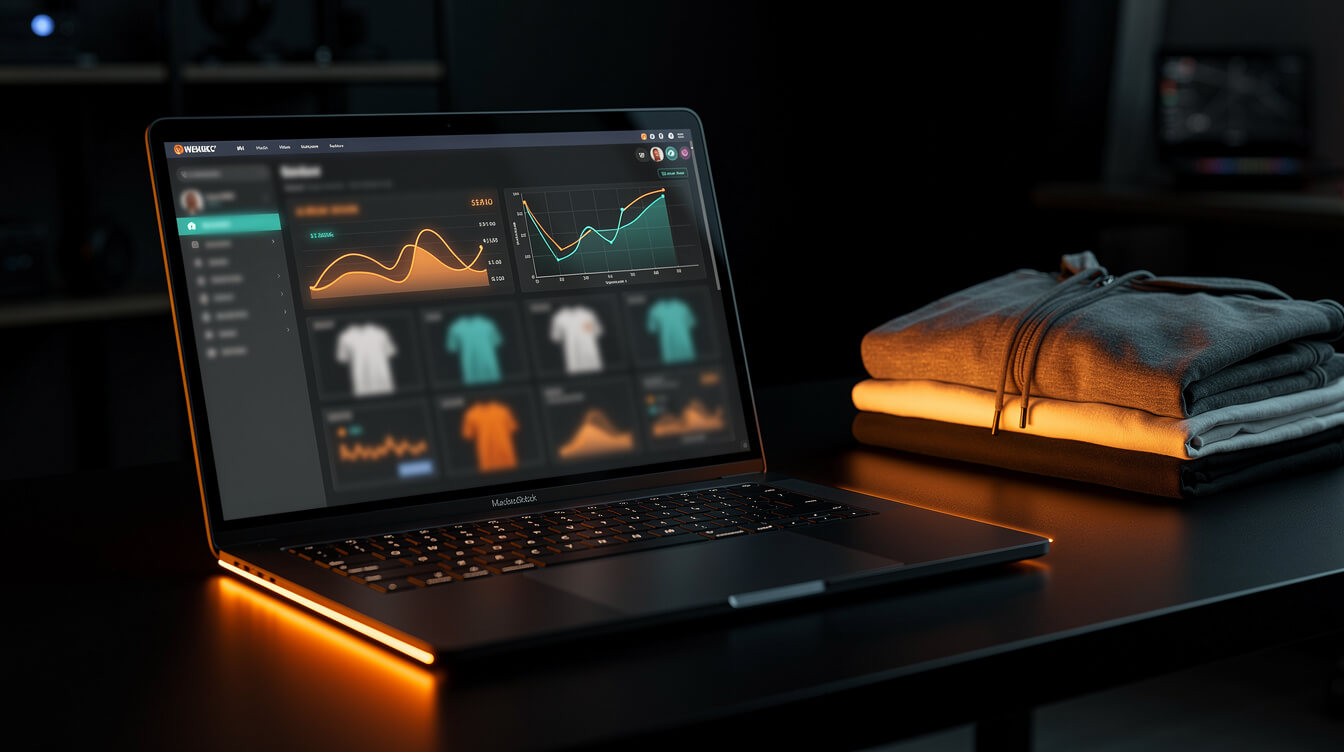 printful products evaluation framework for WooCommerce POD store on dark background