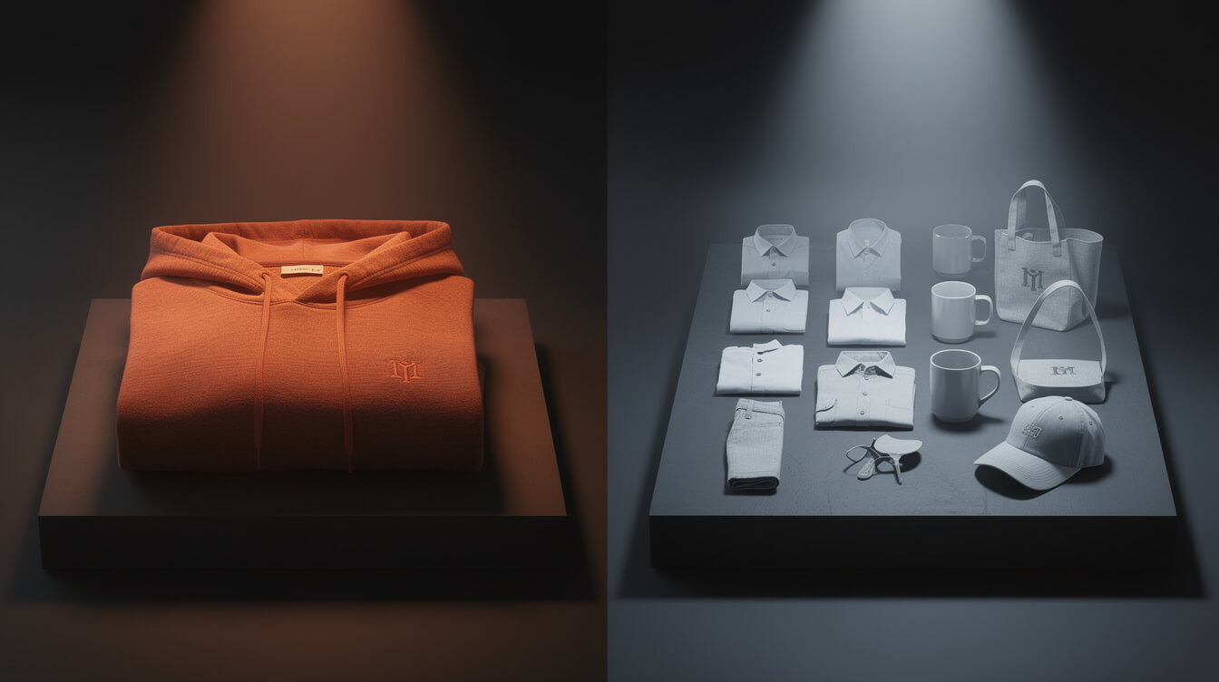 printful vs printify product catalog comparison on dark background