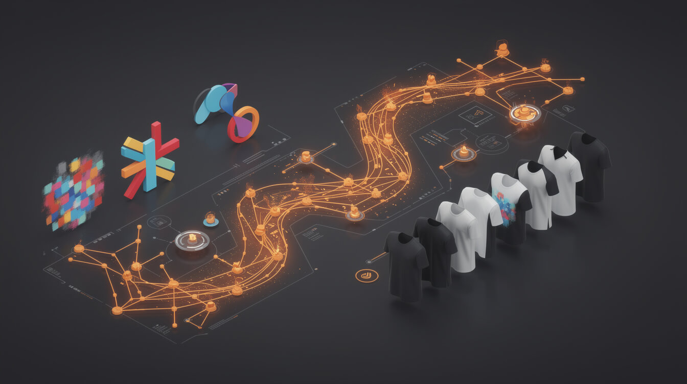 AI-powered product pipeline for t-shirt business
