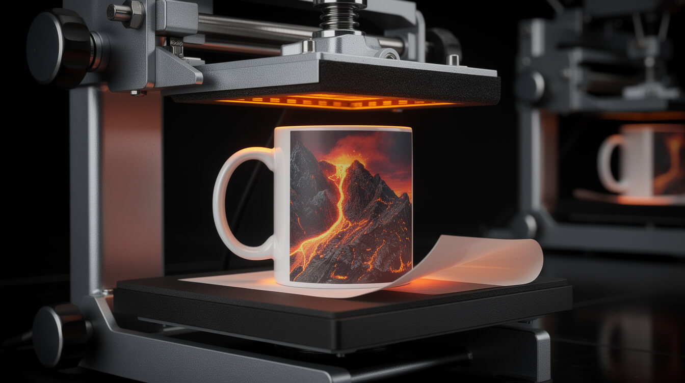 custom mug printing sublimation heat press process