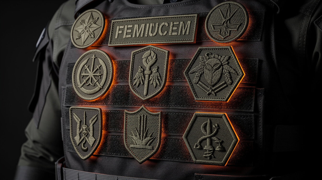 custom patches military product display on tactical vest