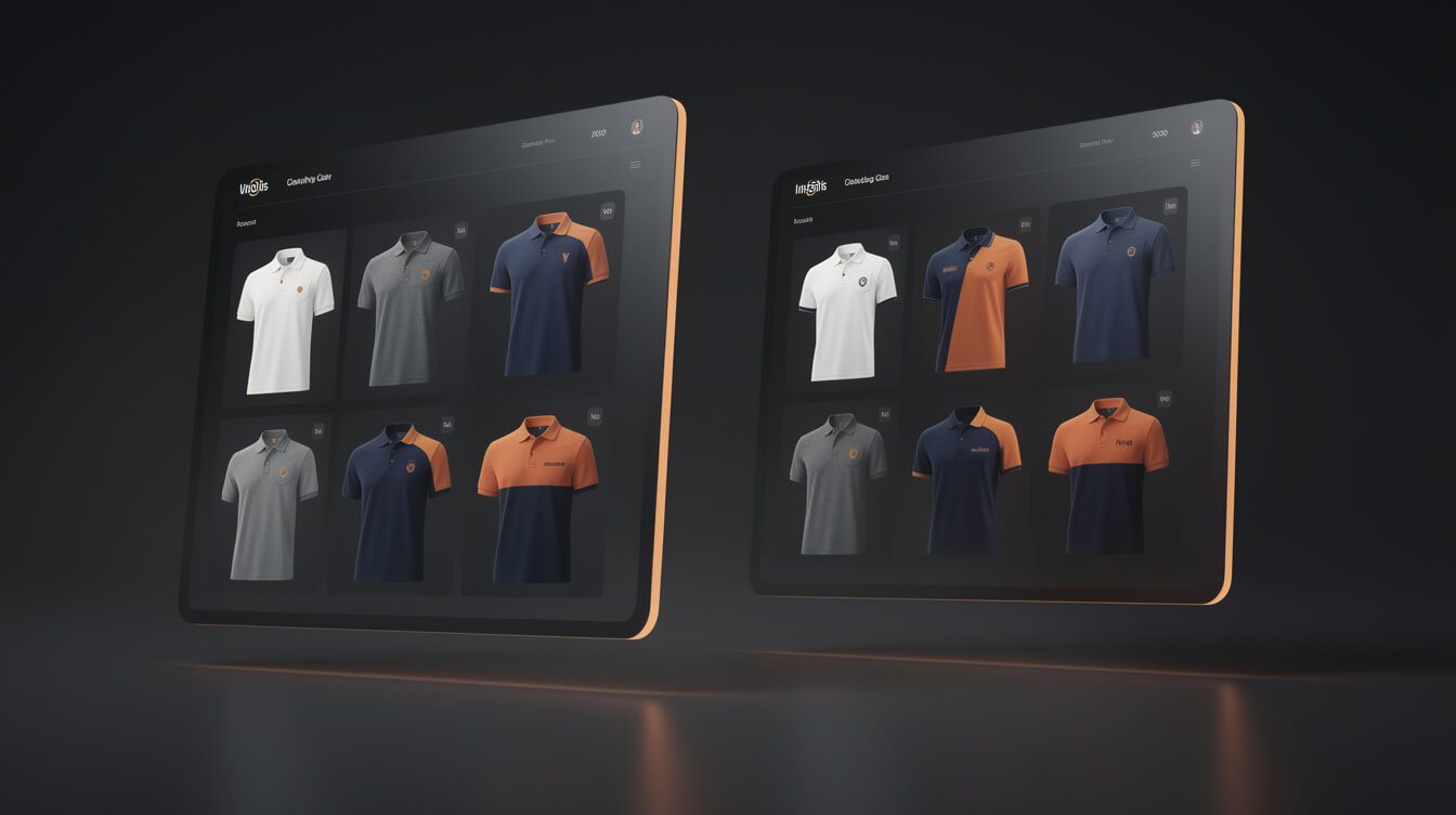 custom polo shirt POD platform catalog comparison
