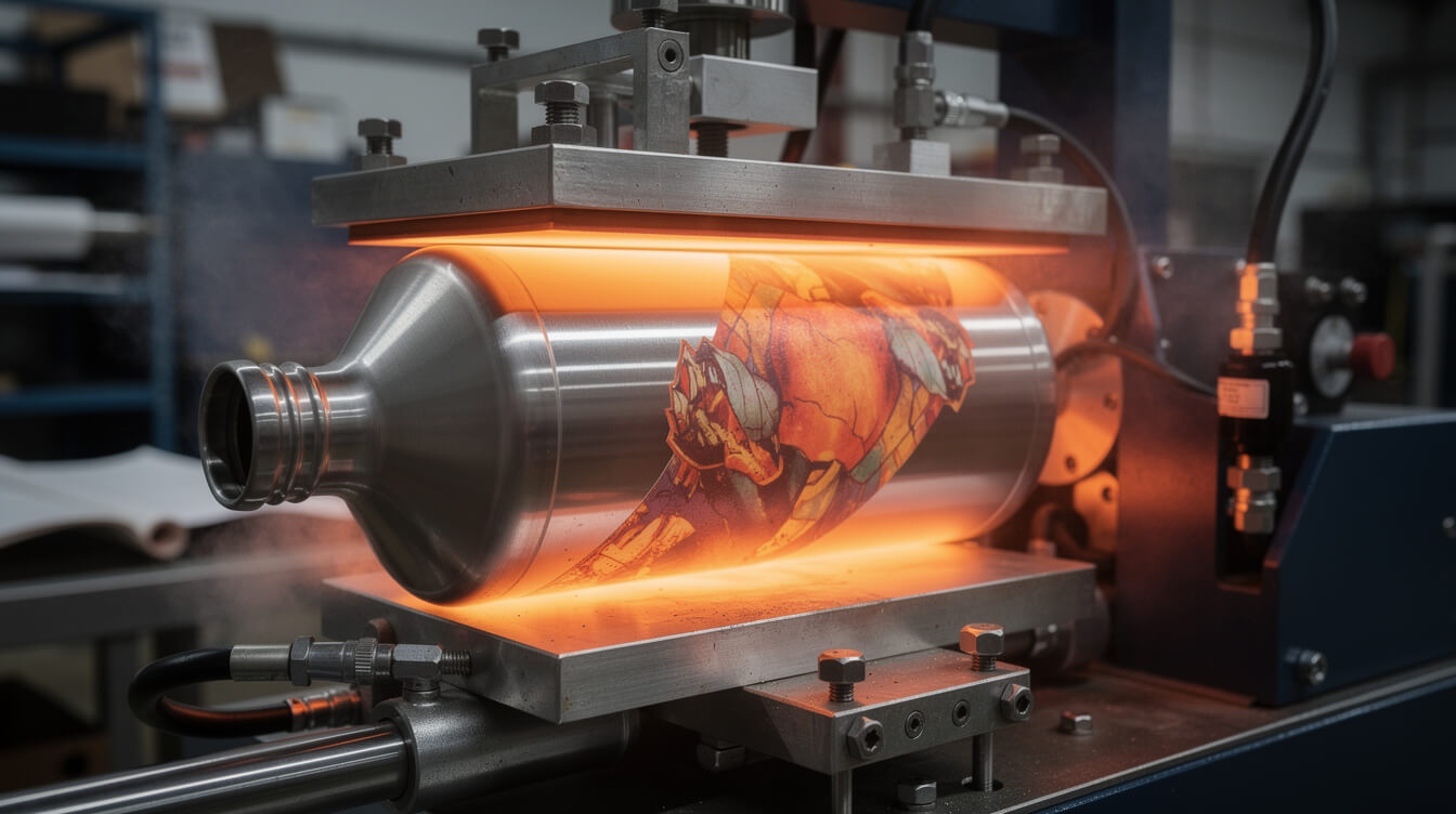 sublimation printing process on custom water bottle