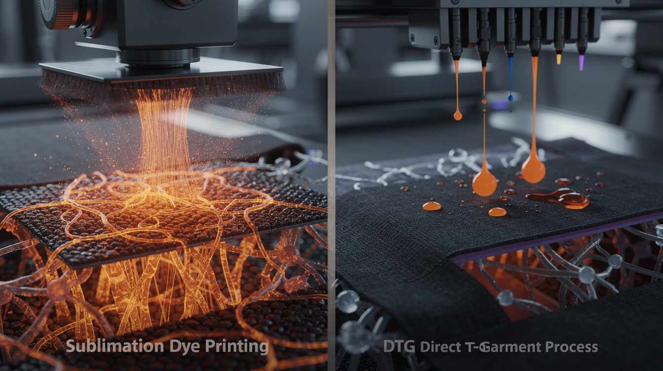 Comparison of sublimation dye printing versus DTG direct-to-garment on polyester jersey fabric
