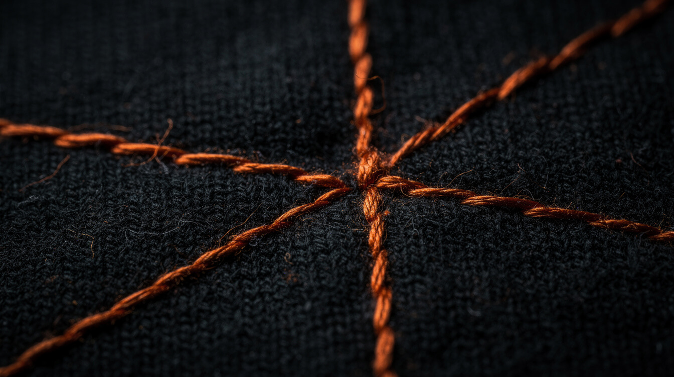 embroidery detail on custom beanie fabric