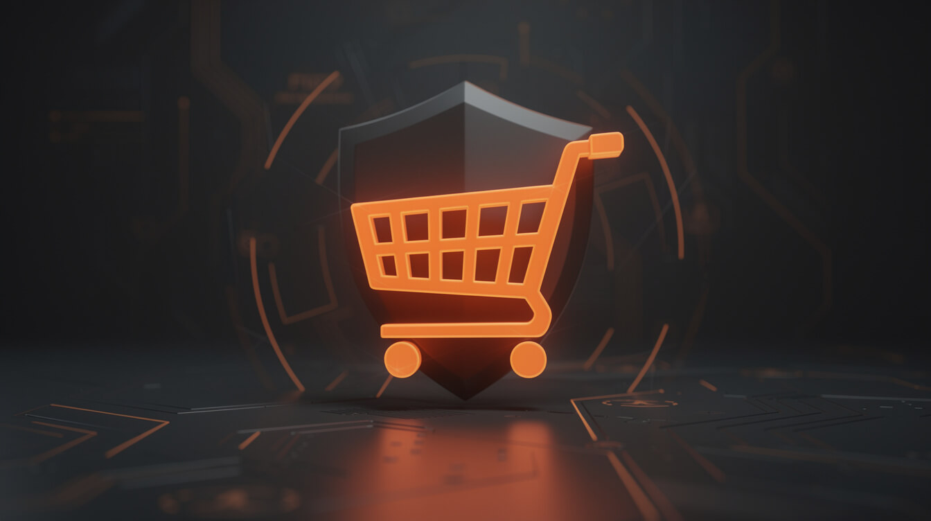 WooCommerce store ownership advantage with orange shield on dark background