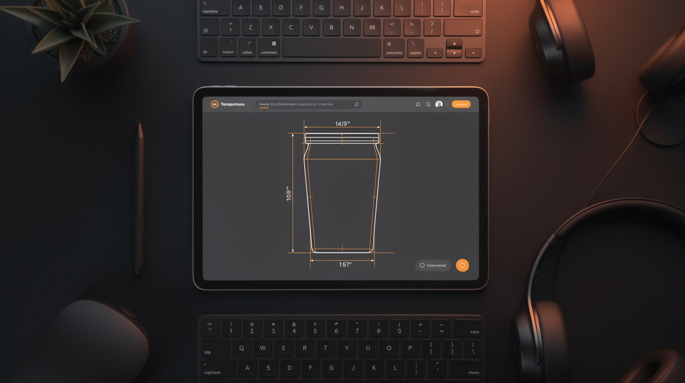custom koozies design file setup workspace showing sleeve dimensions and product listing workflow