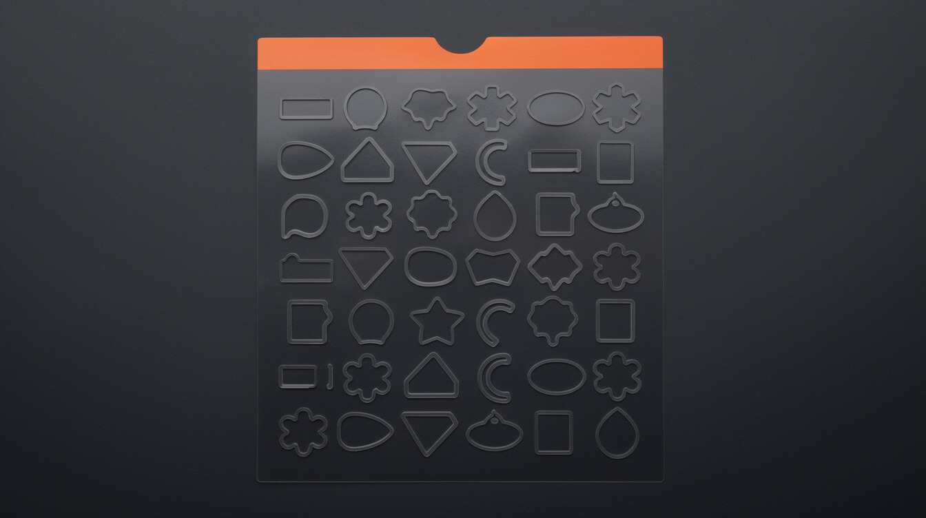 custom sticker sheet POD context flatlay on dark surface