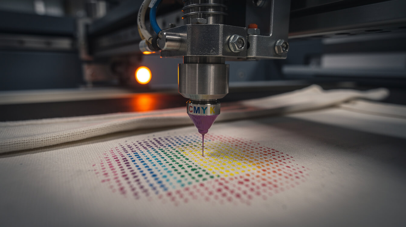 DTG print method on cotton canvas tote bags