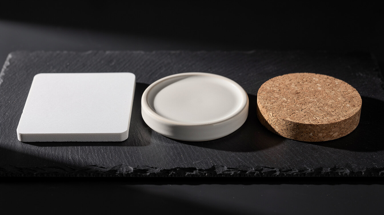 hardboard ceramic cork coaster materials sublimation comparison