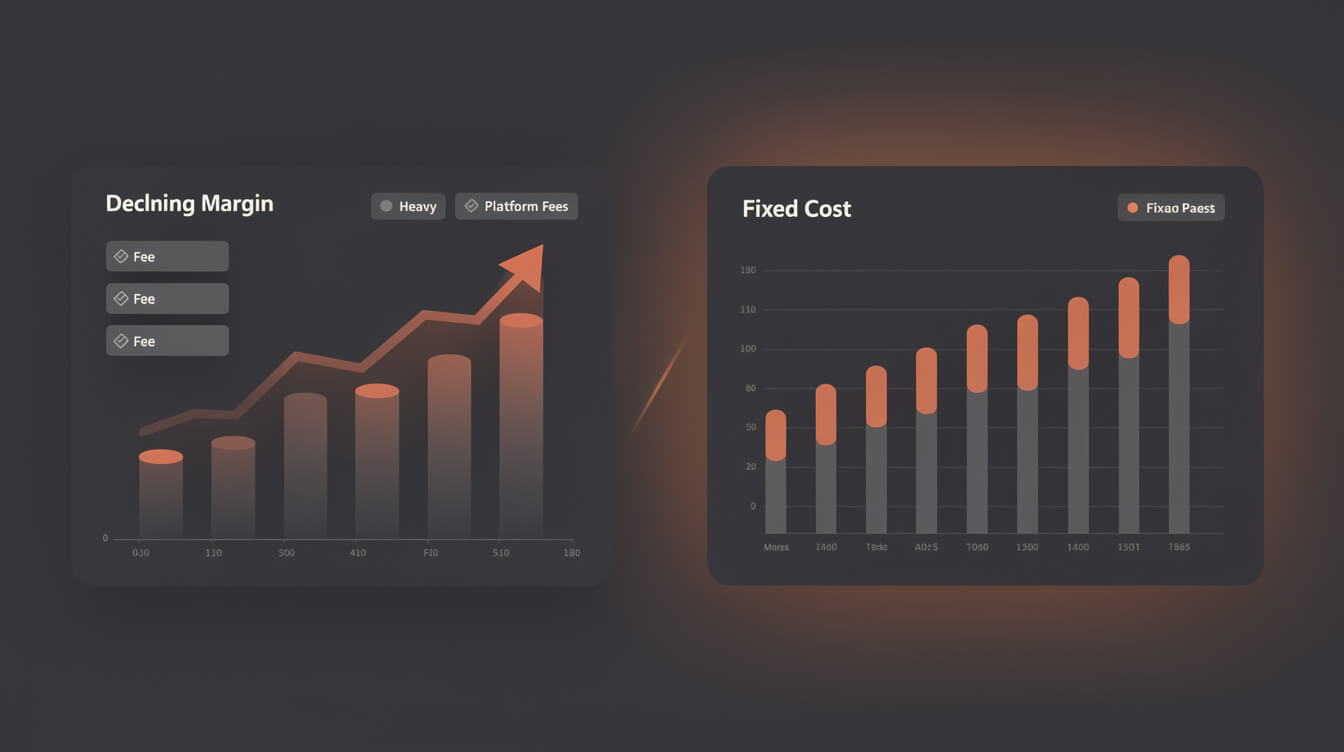 Shopify vs WooCommerce platform fee comparison custom coaster POD seller