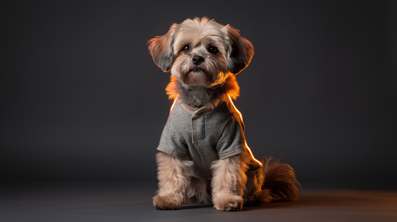 Dog wearing custom garment for POD pet apparel options