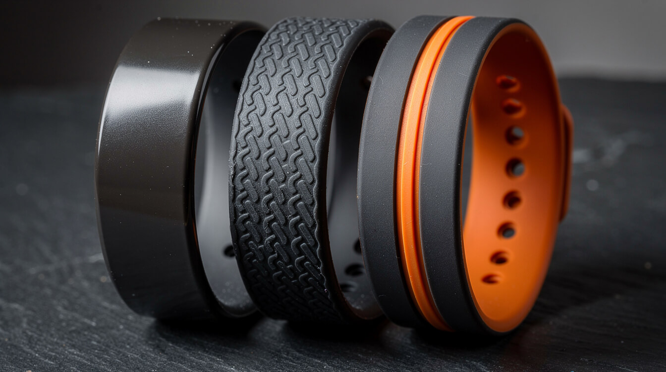 custom silicone wristband types showing debossed embossed printed and color-filled variants