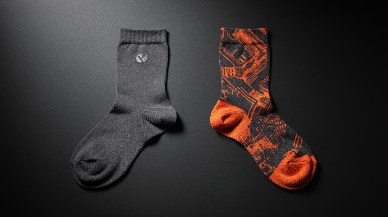 logo socks versus all-over-print socks comparison