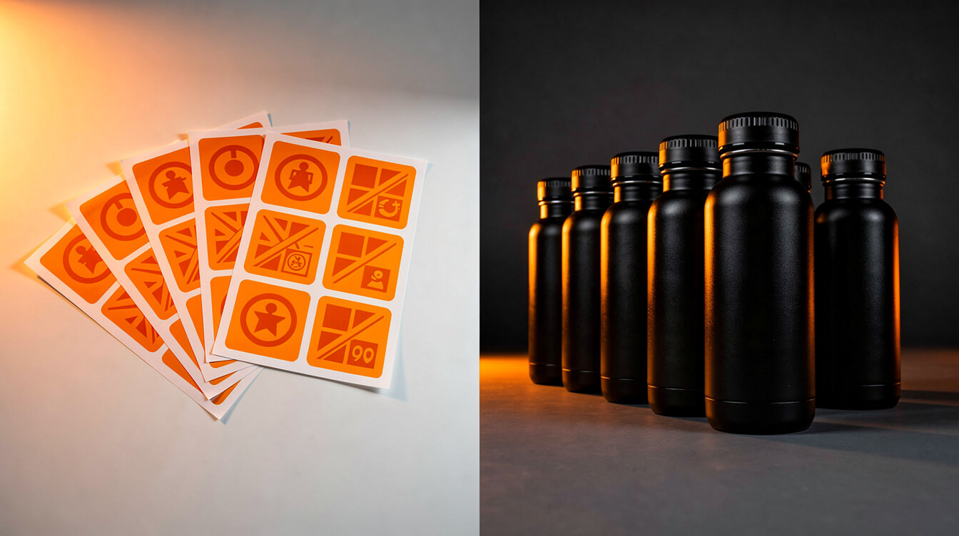 custom water bottle label types comparison adhesive vs direct print