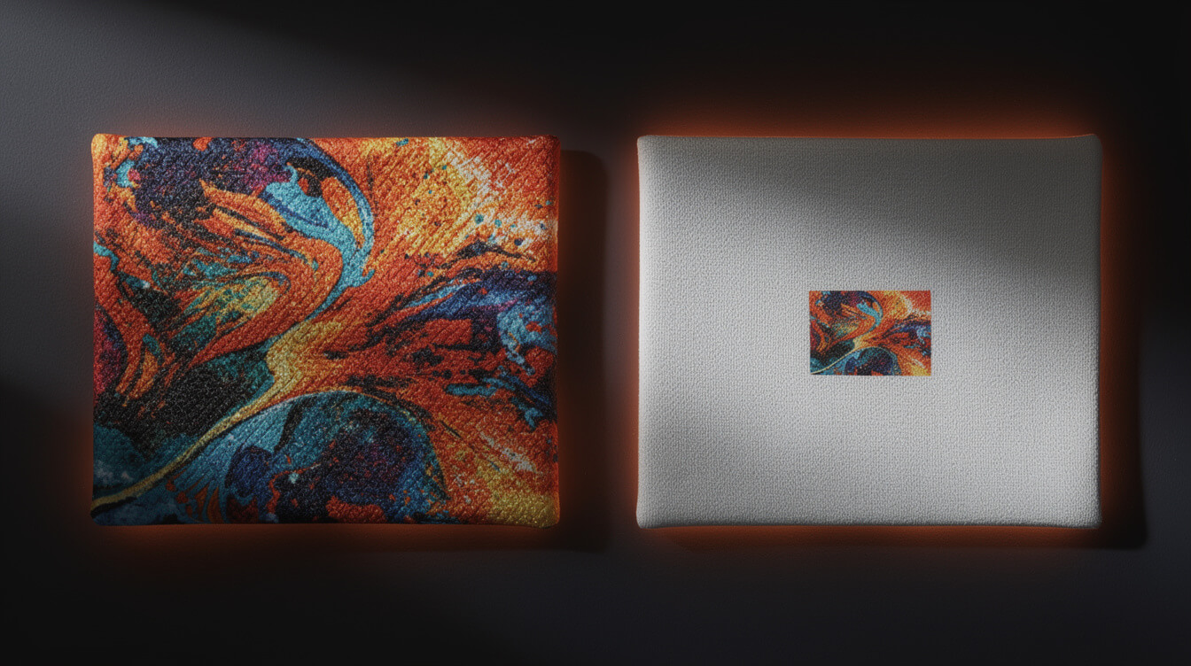 AOP sublimation versus screen print on drawstring bag fabric