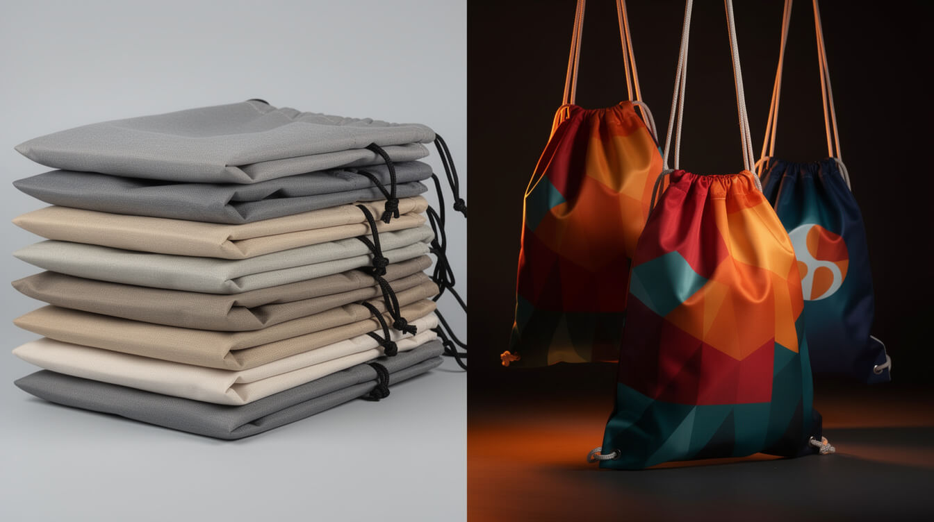 custom drawstring bag bulk promo versus print on demand comparison