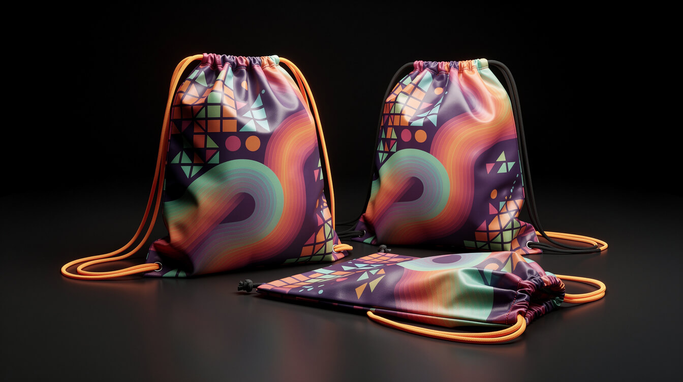 Custom drawstring bags for POD stores: all-over-print on polyester, unit cost math, and the gym bag niche