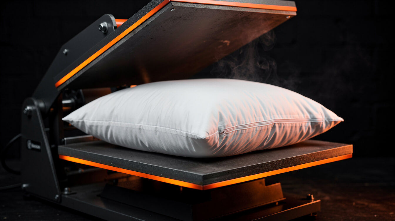 heat press sublimation for a custom face pillow cover