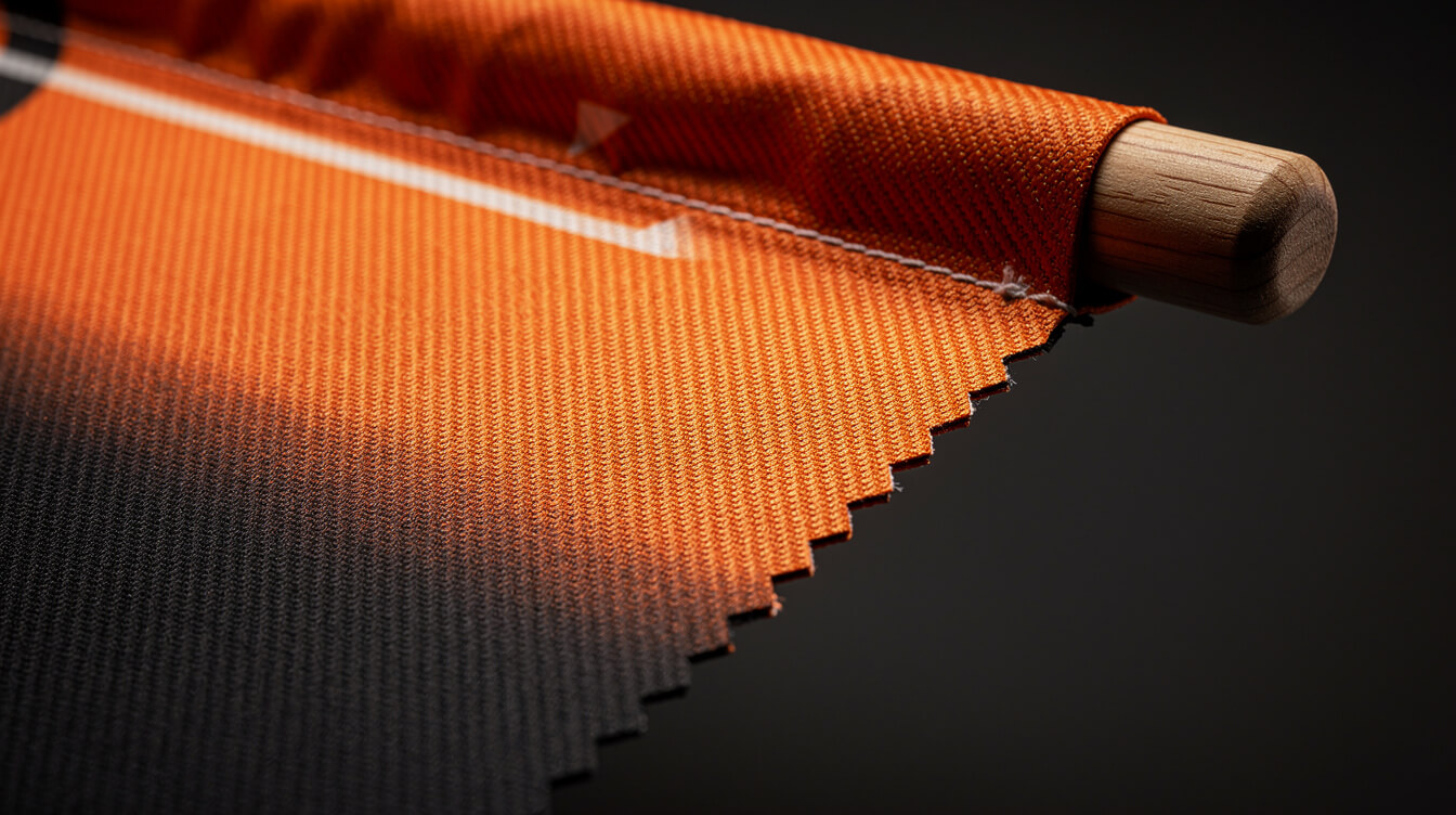 sublimated polyester twill pennant with wooden dowel