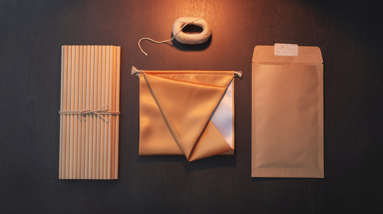 pennant fulfillment supplies, dowels, twine and shipping mailer